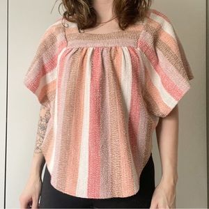Madewell Pink, Orange, White blouse top.